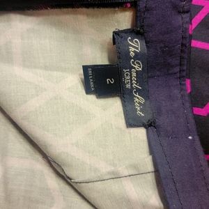 J.Crew pencil skirt size 2 purple geometric design with black base